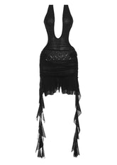Durchsichtiges Minikleid mit seitlichen Schwänzen und Gürtel
